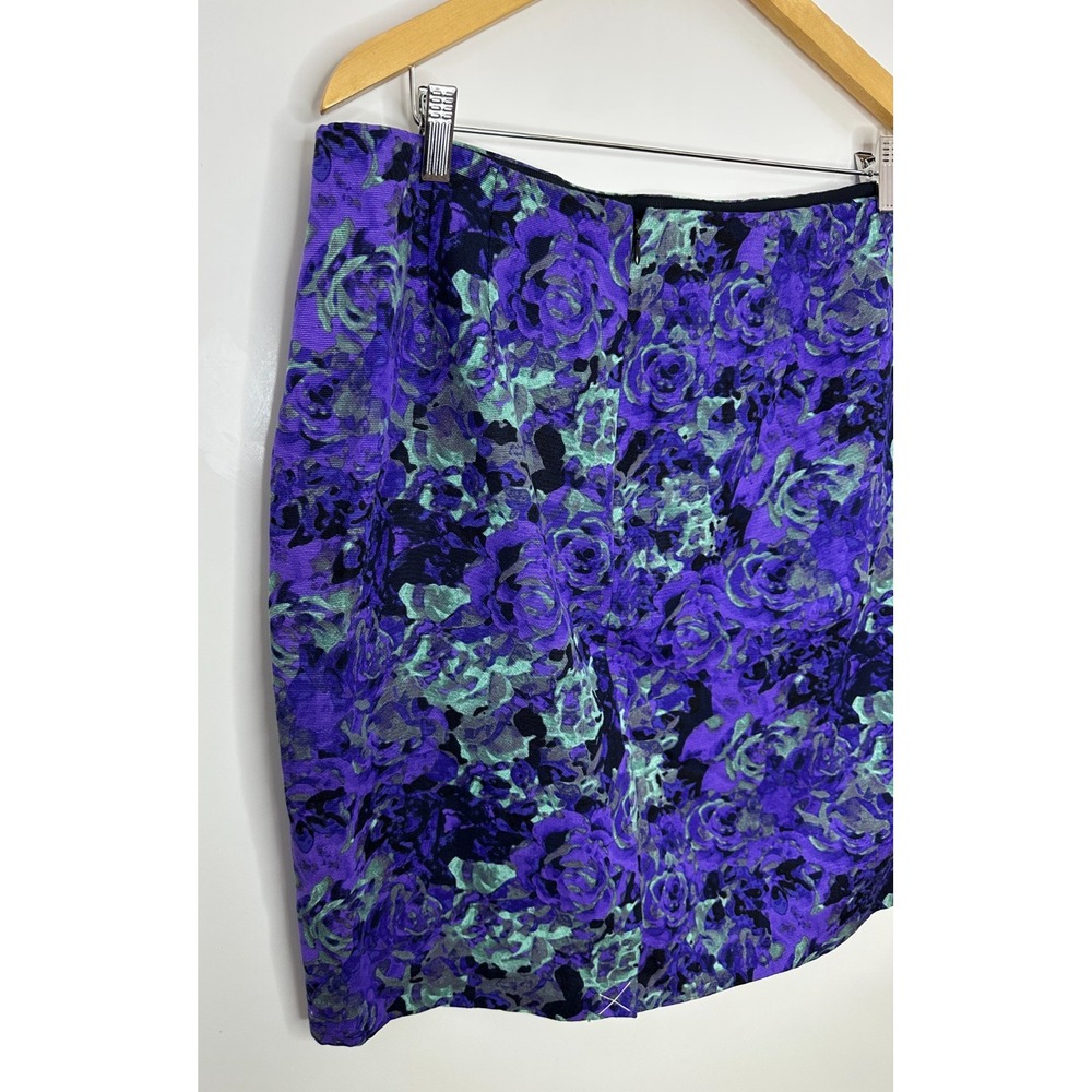 Talbots Petites Women 16P Purple Teal Floral Pencil Skirt Lyocell Cotton CN2806 - Picture 9 of 12